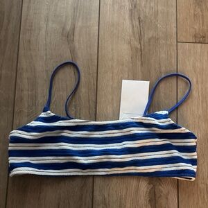Triangl Swimwear Kids Bikini Top in Blue and White Stripes